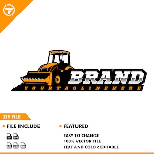bulldozer logo - bulldozer - equipment - custom logo - excavator