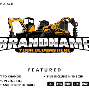 excavator logo - skid steer logo - excavator vector - mini excavator logo - rental logo - heavy equipment - vector - illustration