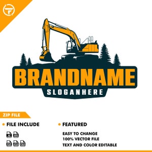 excavator logo template - buailding logo - equipment - custom logo