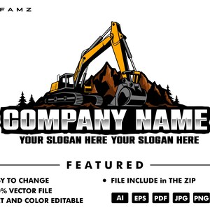 excavator logo template - excavator - equipmen logo - service logo - excavator vector - construction - illustration - heavy equipment
