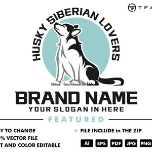 husky logo template - dog logo - animal logo - mascot