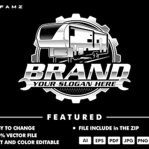 camper trailer logo - rv trailer - trailer -rv travel - camper - rv trailer service - automotive - auto service