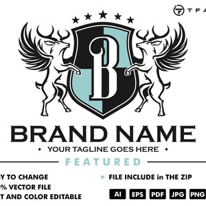 royal deer logo template - deer logo - animal logo - luxury logo