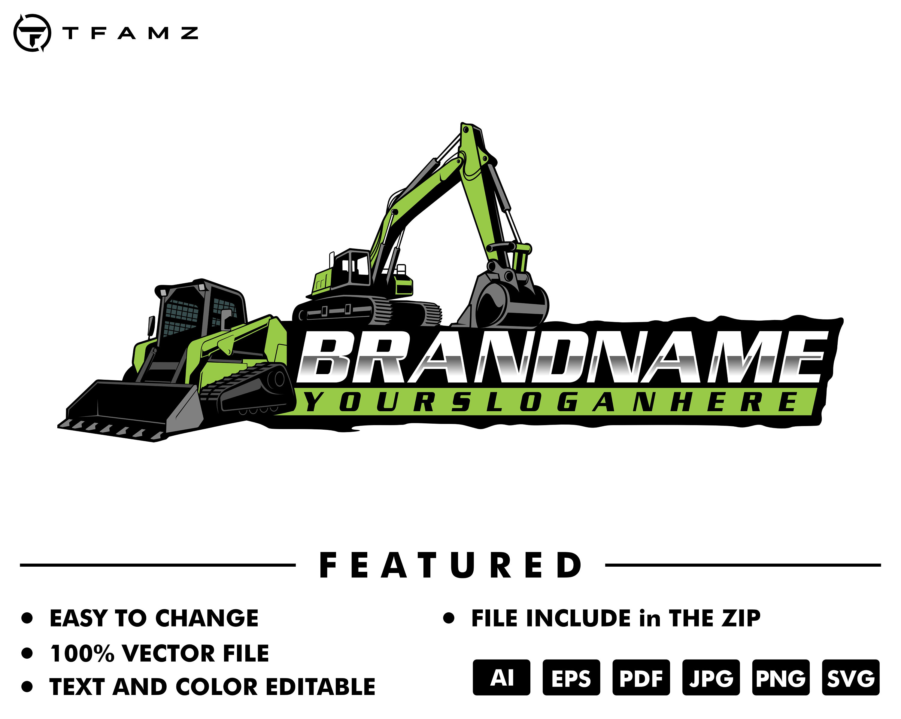 excavator logo - skid steer logo - heavy equipment - excavator vector - illustration - contruction logo
