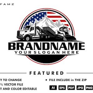 dump truck logo - truck logo - trucking logo - trailer - dump trailer - rental - service - contruction - automotive