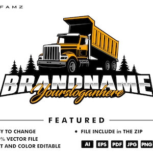 dump truck logo - trucking logo - dump truck - truck vector - truck logo - automotive logo - vector - illustration