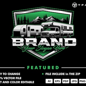 camper trailer logo - rv trailer - trailer -rv travel - camper - rv trailer service - automotive - auto service
