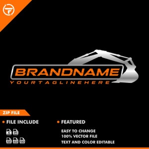excavator logo template - excavator - equipmen logo - service logo - custom logo