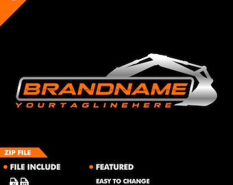 excavator logo template - excavator - equipmen logo - service logo - custom logo