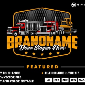 trucking logo - trailer logo - dump truck logo - truck logo - truck vector - automotive - car logo - rental logo - illustration