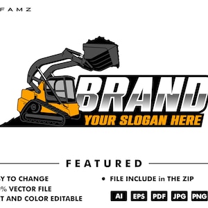 mini loader logo template - bulldozer logo - skidsteer logo - heavy equipment - contruction - industrial - equipment rental - loader