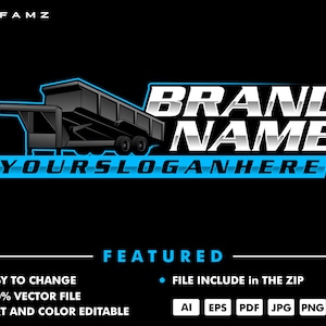 dump trailer logo - dump trailer vector - dump trailer - pickup logo - truck - rental logo - service logo - automotive logo - illustration