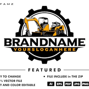 logotipo da escavadeira - mini escavadeira - logotipo da minicarregadeira - vetor da escavadeira - logotipo do equipamento - construção - ilustração