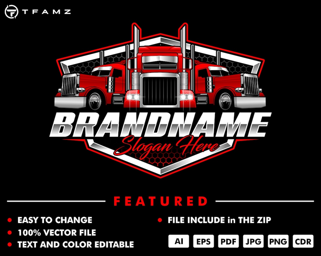 Custom Trucking Company Logo Template – Vector Design (digital Download ...