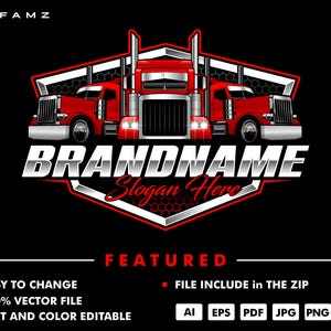 trucking logo template - truck logo - trucking logo - pickup logo - transportation - logistic logo - towing logo - automotive logo - service