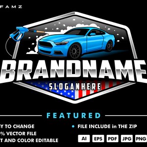 car wash logo - car wash - sport car logo - auto detailing - detailing - automotive logo - logo template