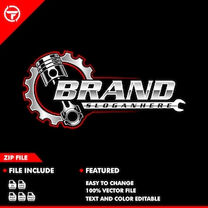 car logo - auto gear - gear - service - piston - vector - illustration - automotive