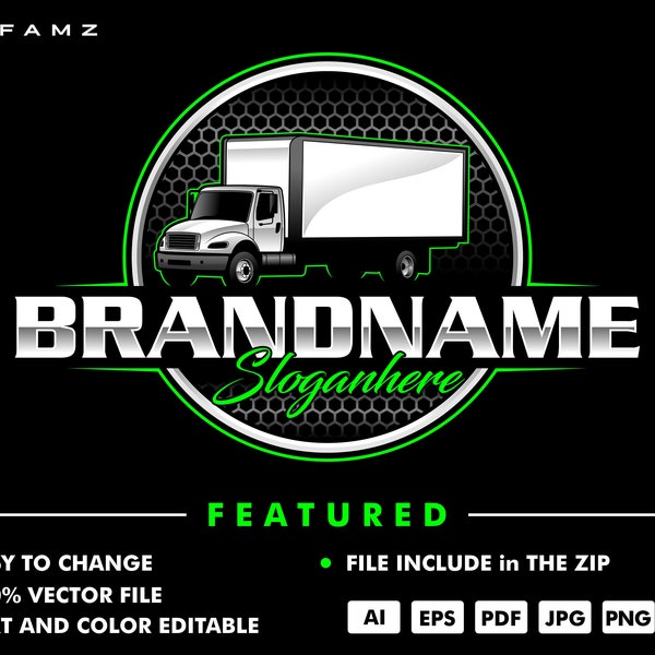 truck box logo - box truck - truck logo - trucking - transportation - logistic logo - automotive logo - illustration