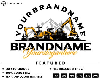 excavator logo - skid steer logo - excavator vector - mini excavator logo - rental logo - heavy equipment - vector - illustration - american