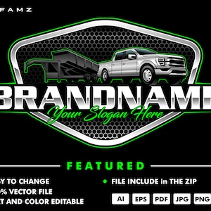 dump trailer logo - dump trailer vector - dump trailer - pickup logo - truck - rental logo - service logo - automotive logo - illustration