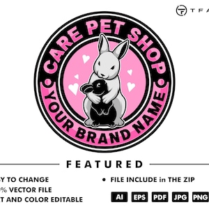 pet shop logo template - pet shop care - care pet shop - rabbit logo - animal logo