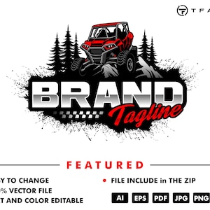 Terrängfordonslogotyp: UTV ATV-bilvektordesign