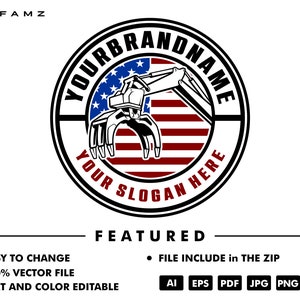 excavator logging logo - logging logo - logging - excavator logo - service logo - repair logo - gear logo - illustration - heavy equipment