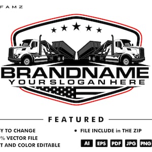 dump truck logo - truck logo - trucking logo - trailer - dump trailer - rental - service - contruction - automotive