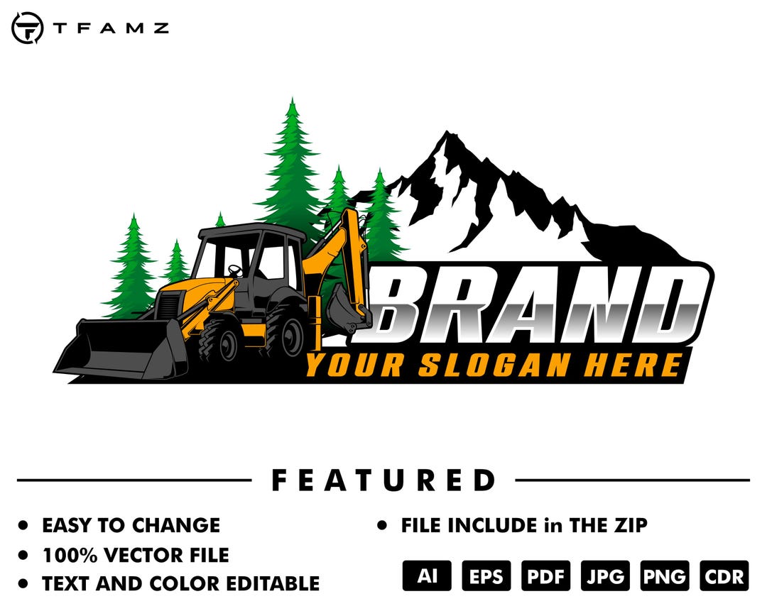Backhoe Logo Template: Construction Equipment (vector Files) - Etsy