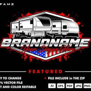 camper trailer logo - rv trailer - trailer -rv travel - camper - rv trailer service - automotive - auto service