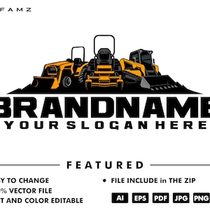 skidsteer logo tempalte - excavator logo - bulldozer logo - turn logo - mower logo - turn lawn logo - logo template