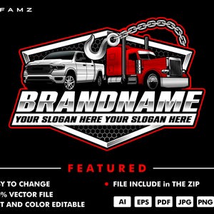 trucking logo template - truck logo - trucking logo - pickup logo - transportation - logistic logo - towing logo - automotive logo - service