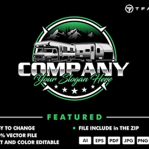 camper trailer logo - rv trailer - trailer -rv travel - camper - rv trailer service - automotive - auto service