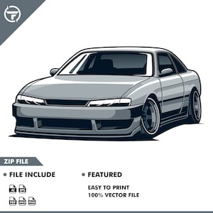 以下が含まれることがあります： グレーの、カスタム改造された車。ロープロファイルで大きなホイールを備えています。この車は、洗練されたスポーティなデザインで、車好きに人気があります。