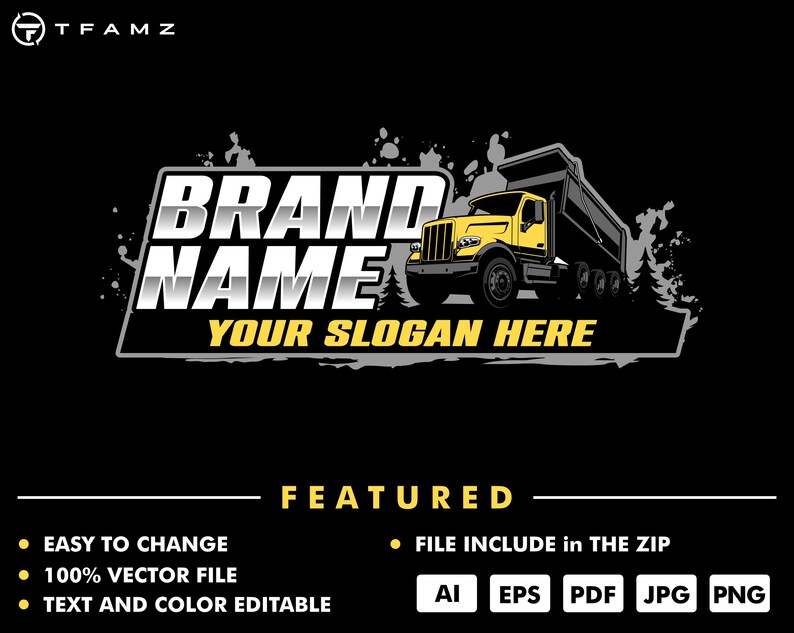 Dump Truck Logo Template : Heavy Equipment, Trucking (vector Files ...
