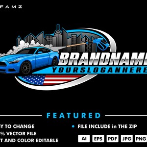 car wash logo - auto detailing - car logo design - sport car - detailing - car vector - vector - illustration - automotive logo - automotive