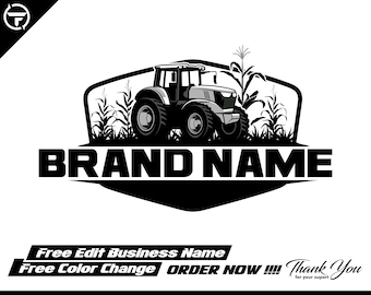 Logo de ferme de tracteur - logo de ferme - logo de tracteur - vecteur de tracteur - logo de montagne - vecteur - illustration