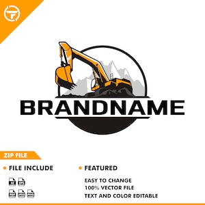 excavator logo - bulldozer - equipment - contruction - vector - illustrator - automotive