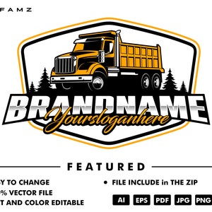 dump truck logo - trucking logo - dump truck - truck vector - truck logo - automotive logo - vector - illustration