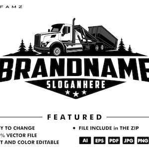 dump truck logo - truck logo - trucking logo - trailer - dump trailer - rental - service - contruction - automotive
