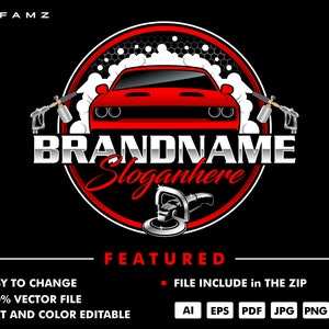 car wash logo - car logo - auto detailing logo - automotive - logo template - illustration