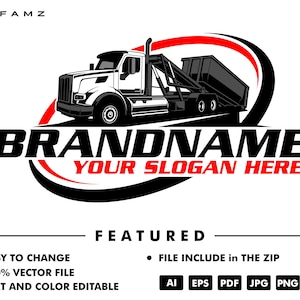 dump truck logo - truck logo - trucking logo - trailer - dump trailer - rental - service - contruction - automotive