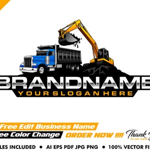 trucking logo - excavator logo - truck logo - excavator - automotive logo - dump truck - illustration - vehicle