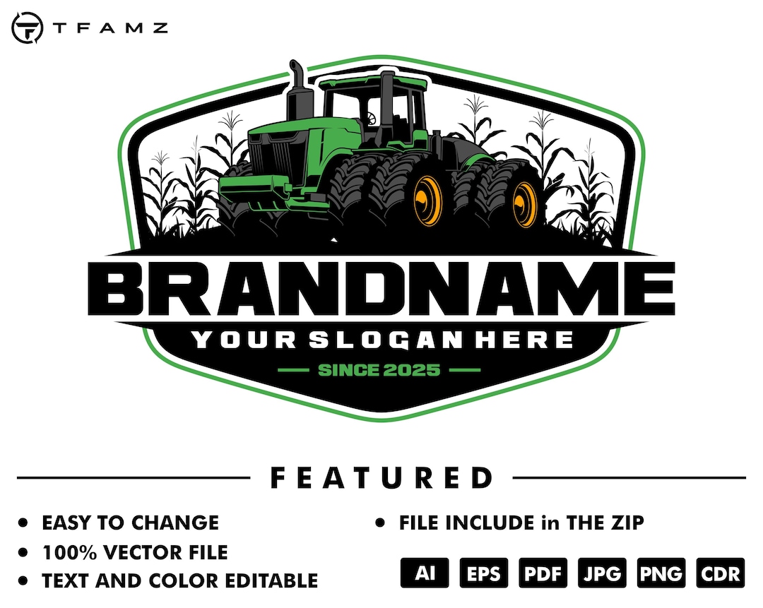 Custom Tractor Logo Template - Farm Illustration Vector (digital ...