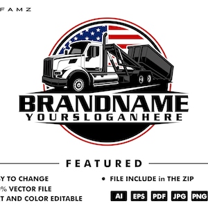 dump truck logo - truck logo - trucking logo - trailer - dump trailer - rental - service - contruction - automotive