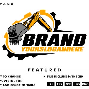 excavator logo - service logo - contruction logo - heavy equipment logo - excavator vector - illustration