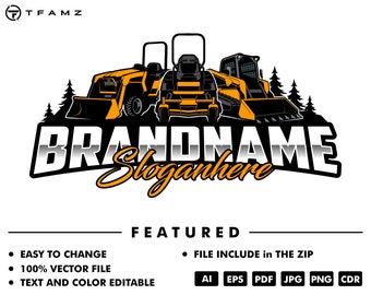 Construction Equipment Logo Template – Customizable Vector Design (Digital Download)