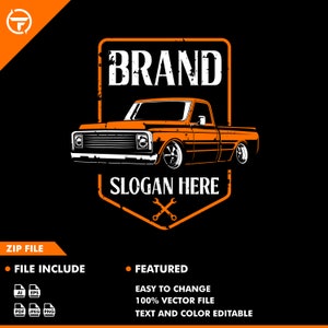 classic pickup logo - pickup logo - classic car logo - truck logo - automotive