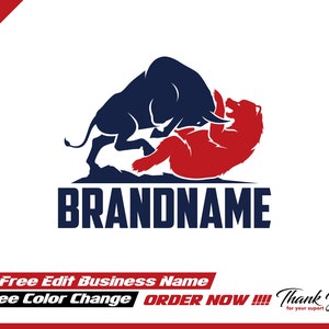 bull logo - bear logo - animal logo - logo design - trade logo - lion logo