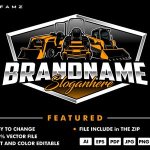 skidsteer logo - excavator logo - bulldozer logo - turn logo - mower logo - turn lawn logo - logo template
